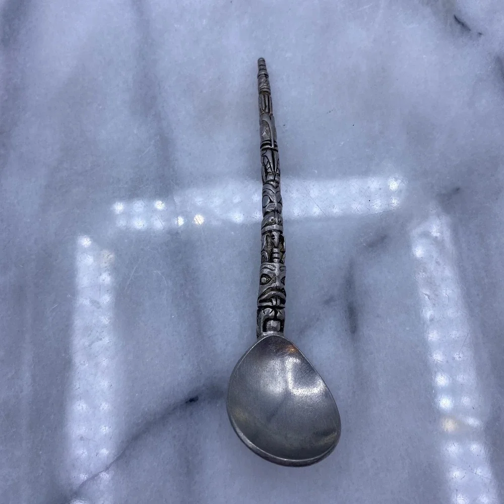 Vintage Boma Canada Totem Pole Souvenir Spoon Silver Pewter Indigenous Artisan